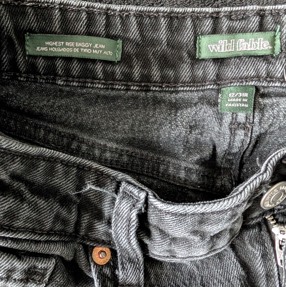 Wild Fable Highest Rise Baggy Jeans Distressed Black Grunge Gen Z Sz 12/31R - Picture 3 of 12